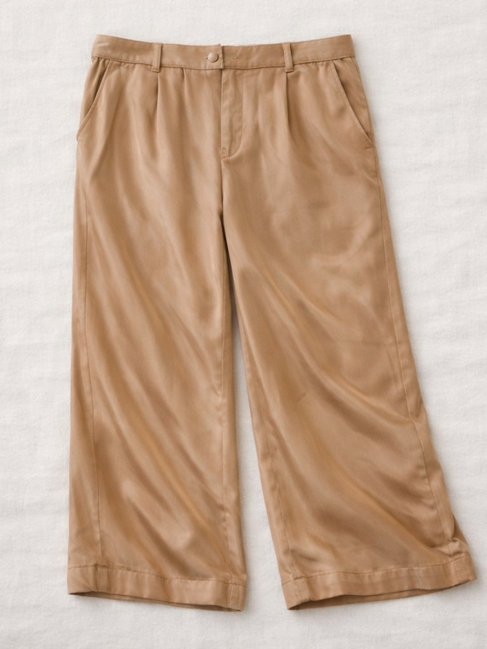Wide-Leg Pull-On Pants in Tan